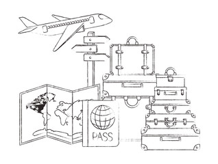 travel vacations set icons vector illustration design