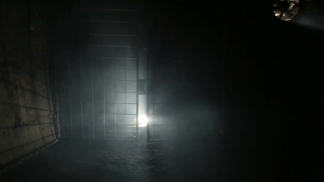 Dark room in smoke, basement, garage