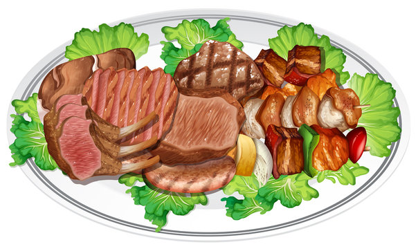 Plate of different meat