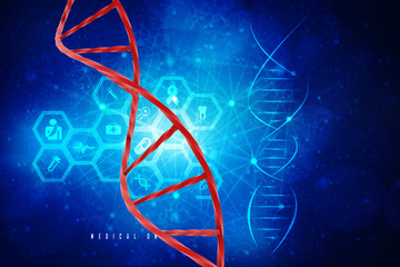 3d render of dna structure, abstract background