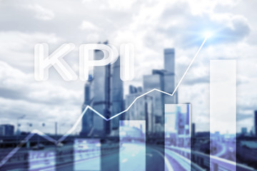 KPI - Key performance indicator graph on blurred background.