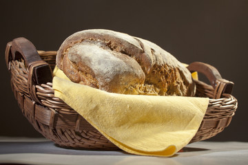 delicious home-baked bread in the basket