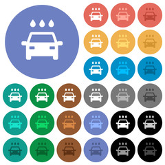 Fototapeta na wymiar Car wash round flat multi colored icons