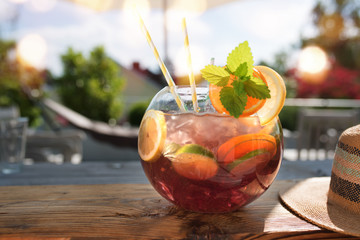 Summer beverage with fresh fruits
