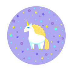 Round Composition with Cute Unicorn