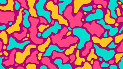 Vector colored blots, seamless rectangular four-colored pattern, multi-colored spots, flat drops and smudges.