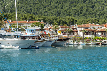 Mugla, Turkey, 24 May 2012: Sailboats at Gokova Bay, Akyaka
