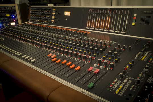 Studio mixer for audio recording.