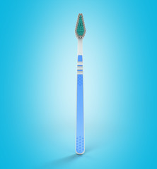 blue toothbrush close up 3d render on a blue background