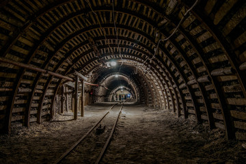 Tunnel in the mine, track, darkness