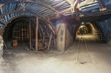 Two mine tunnel, underground
