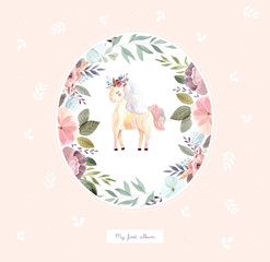 Little unicorn witn flowers