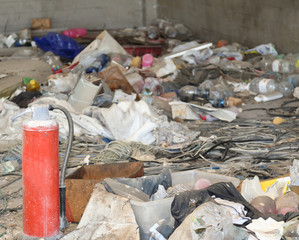 abandonment of a public place and a broken red fire extinguisher