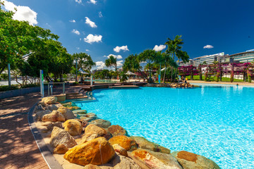 BRISBANE, AUS - NOV 18 2015: Streets Beach in South Bank Parkland. It's inner-city man-made beach.