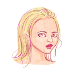 Young woman posing. Emotional digital portrait of a girl isolated on white background. Female hair/make up model. Fashion magazine, site, blog illustration.