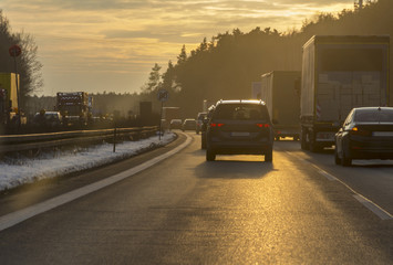 Fototapeta na wymiar sundown highway scenery