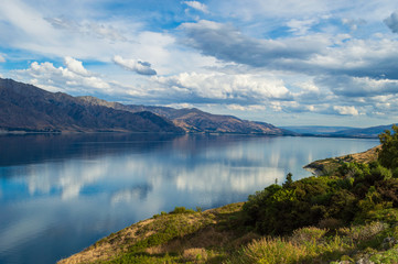 Naklejka premium Aussichtspunkt am Lake Hawea 1; Wanaka, Neuseeland