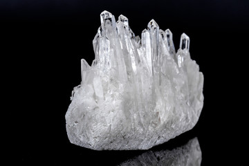 Macro Mineral Stone Rhinestone in Crystals on a Black Background