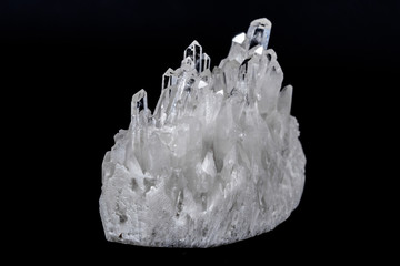 Macro Mineral Stone Rhinestone in Crystals on a Black Background
