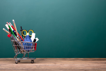 Cart With Various School Supplies