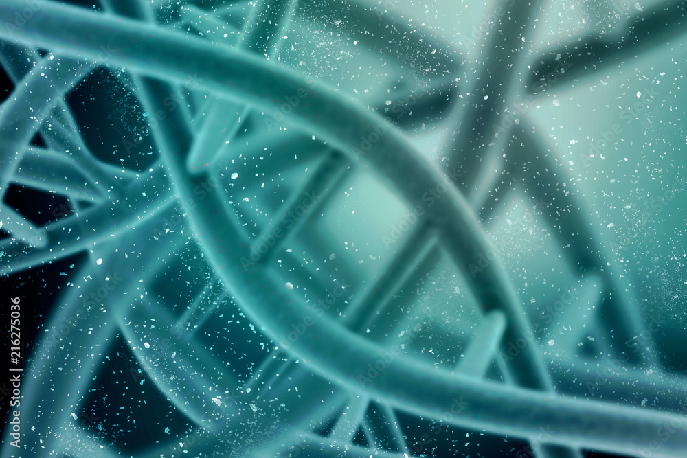 Poster 3d render of dna structure, abstract background
