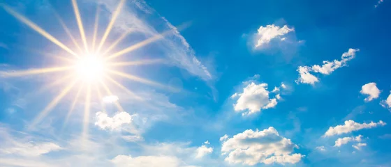 Foto auf Acrylglas Hot summer or heat wave background, blue sky with glowing sun © Günter Albers