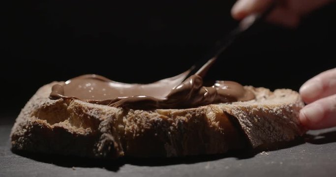 chocolate hazelnut spread on bread 