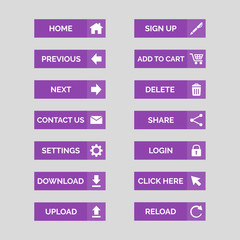 Collection of flat web buttons.