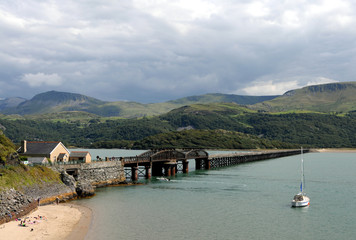 Barmouth Railway Bridge at Barmouth in North Wales.