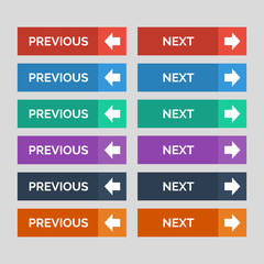 Previous and next flat buttons on grey background.