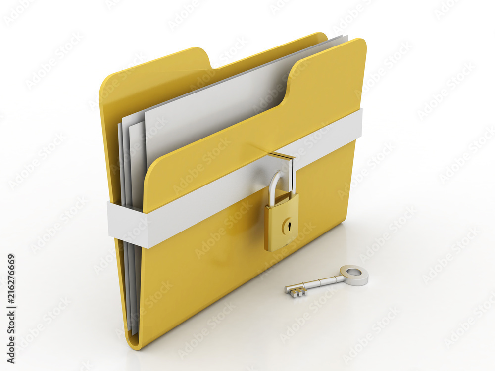 Poster 3d rendering folder with documents