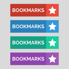 Bookmarks flat buttons on grey background.