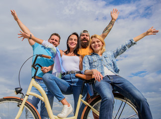 Bicycle as part of life. Cycling modernity and national culture. Group friends hang out with...