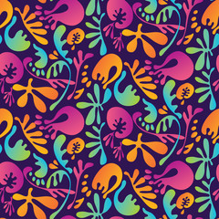 Fototapeta na wymiar Abstract tropical colorful floral seamless pattern.