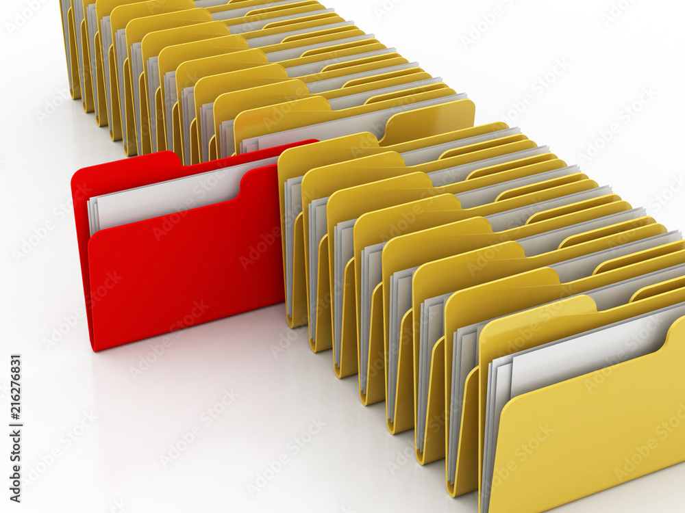 Poster 3d rendering folder with documents