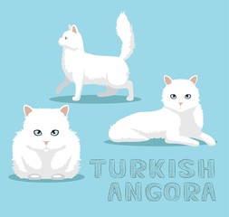 Cat Turkish Angora Cartoon Vector Illustration