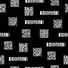 Seamless black and white pattern with barcodes
