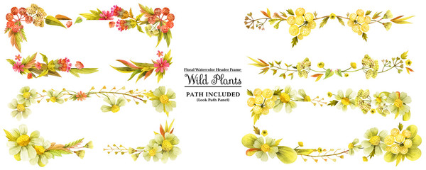 Four yellow wild plants head banners