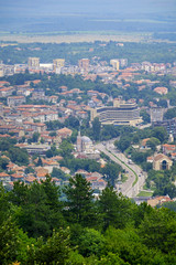 Fototapeta na wymiar Panorama of the city of Shumen from a bird's eye view 6