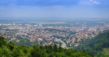 Fototapeta premium Panorama of the city of Shumen from a bird's eye view 7