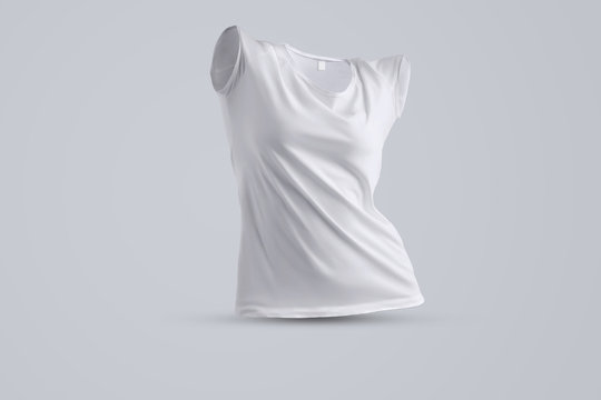 Universal  mockup with  shape of the white female  t-shirt without body.