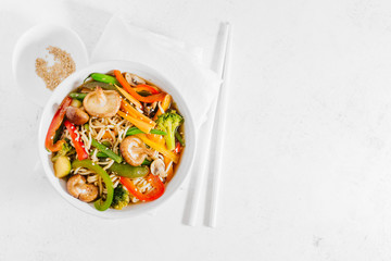 Asian food noodles with vegetables