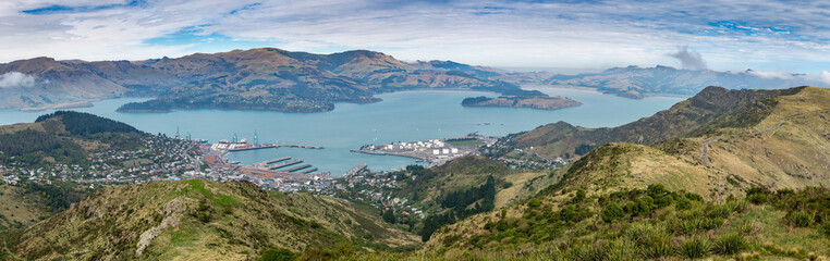 Obraz premium Lyttelton Skyline Panorama, New Zealand