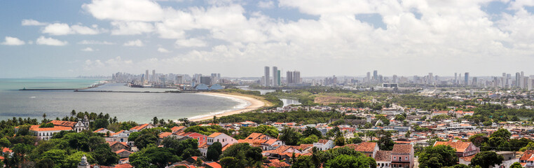 Fototapeta na wymiar Panoramic Image of Recife, View from the Se, Olinda, Pernambuco