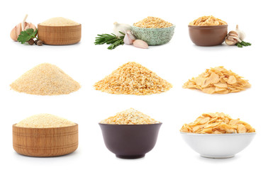 Set with dried aromatic garlic on white background © New Africa