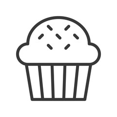 cute cup cake, sweets and dessert outline icon