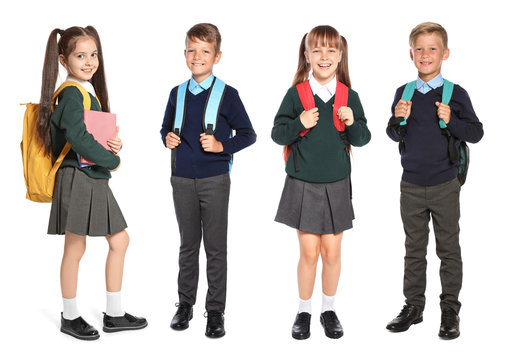 Фото класса на белом фоне School Uniform Isolated Изображения: просматривайте стоковые фотографии, векторн
