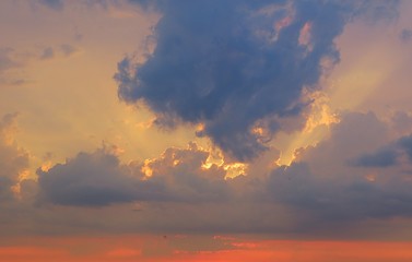 Orange golden sunset background in the sky