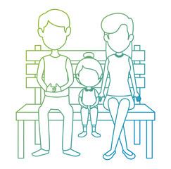 parents couple with daughter in the park chair