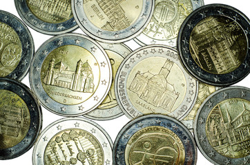 Commemorative 2 euro coins.